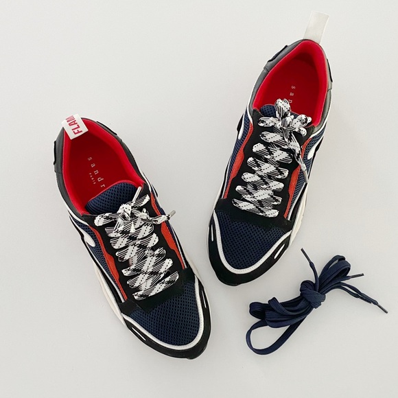 Sandro Paris Flame Sneakers in Dark Navy Size EU 39 NIB - Picture 4 of 14